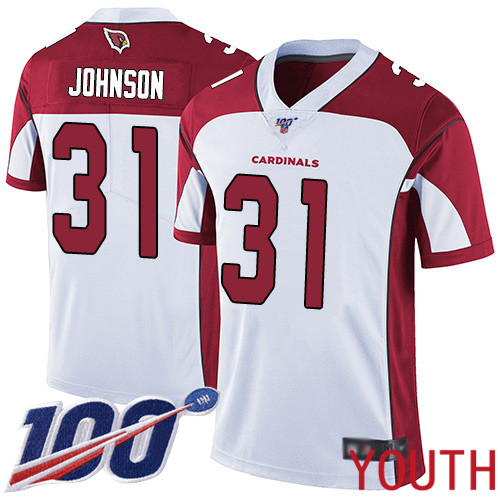 Arizona Cardinals Limited White Youth David Johnson Road Jersey NFL Football #31 100th Season Vapor Untouchable->nfl t-shirts->Sports Accessory